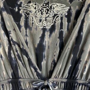 Young at Heart Tie-Dye V-Neck TunicTop or Mini Dress with Winged Logo Size Small